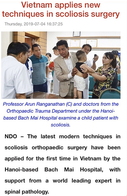 Vietnam applies new techniques in scoliosis surgery