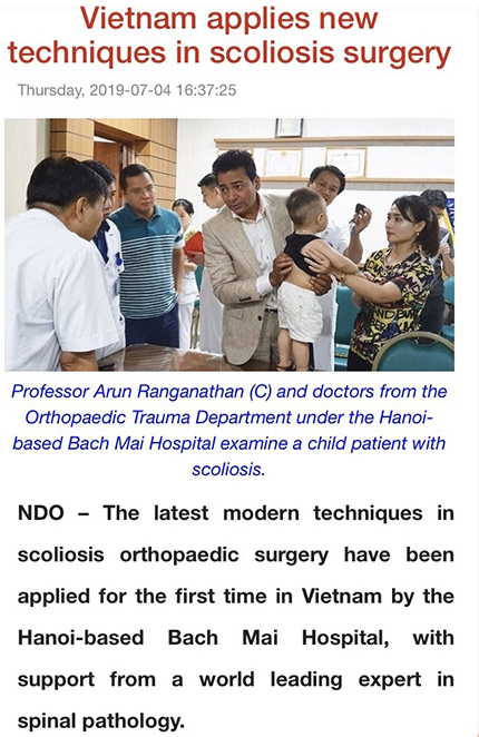 Vietnam applies new techniques in scoliosis surgery